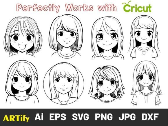 Download Anime Girl Outline Vector, Anime SVG - Girl outline Collection